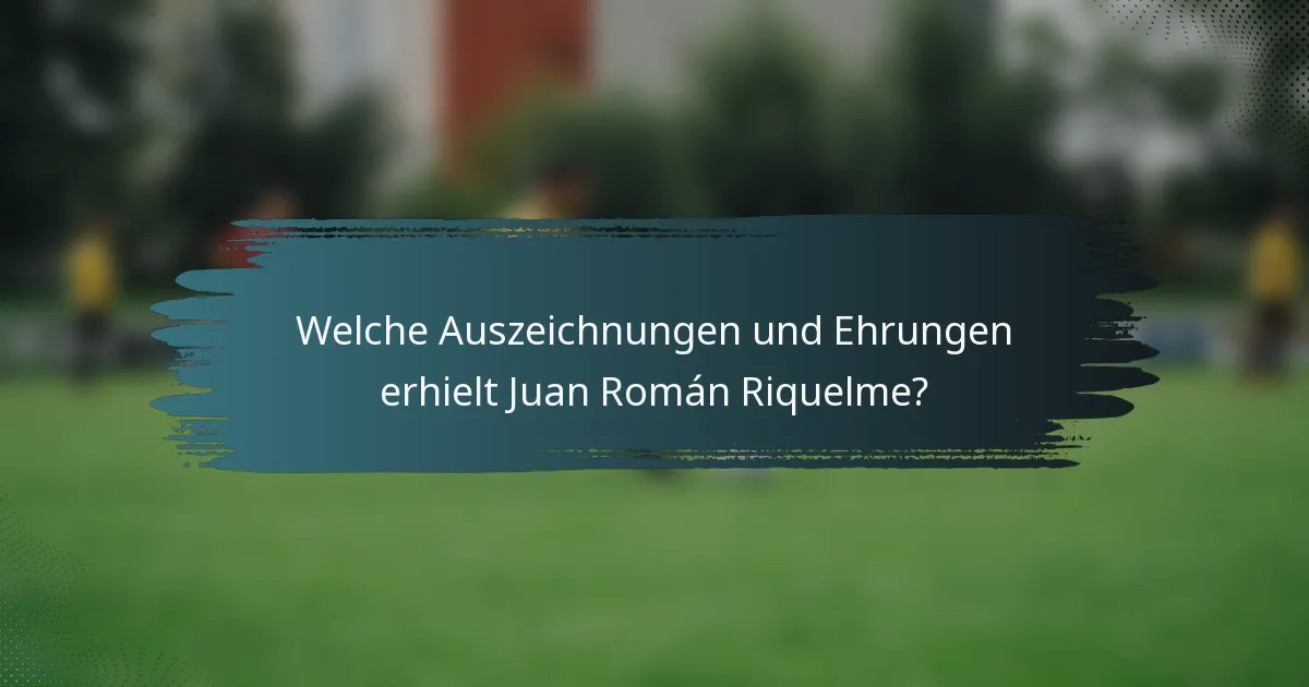 Welche Auszeichnungen und Ehrungen erhielt Juan Román Riquelme?